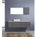Justine 59" Single Bathroom Vanity in Grey with White Engineered Stone Top and Square Sink with Brushed Nickel Faucet and Mirror - B07D3YJ1FG